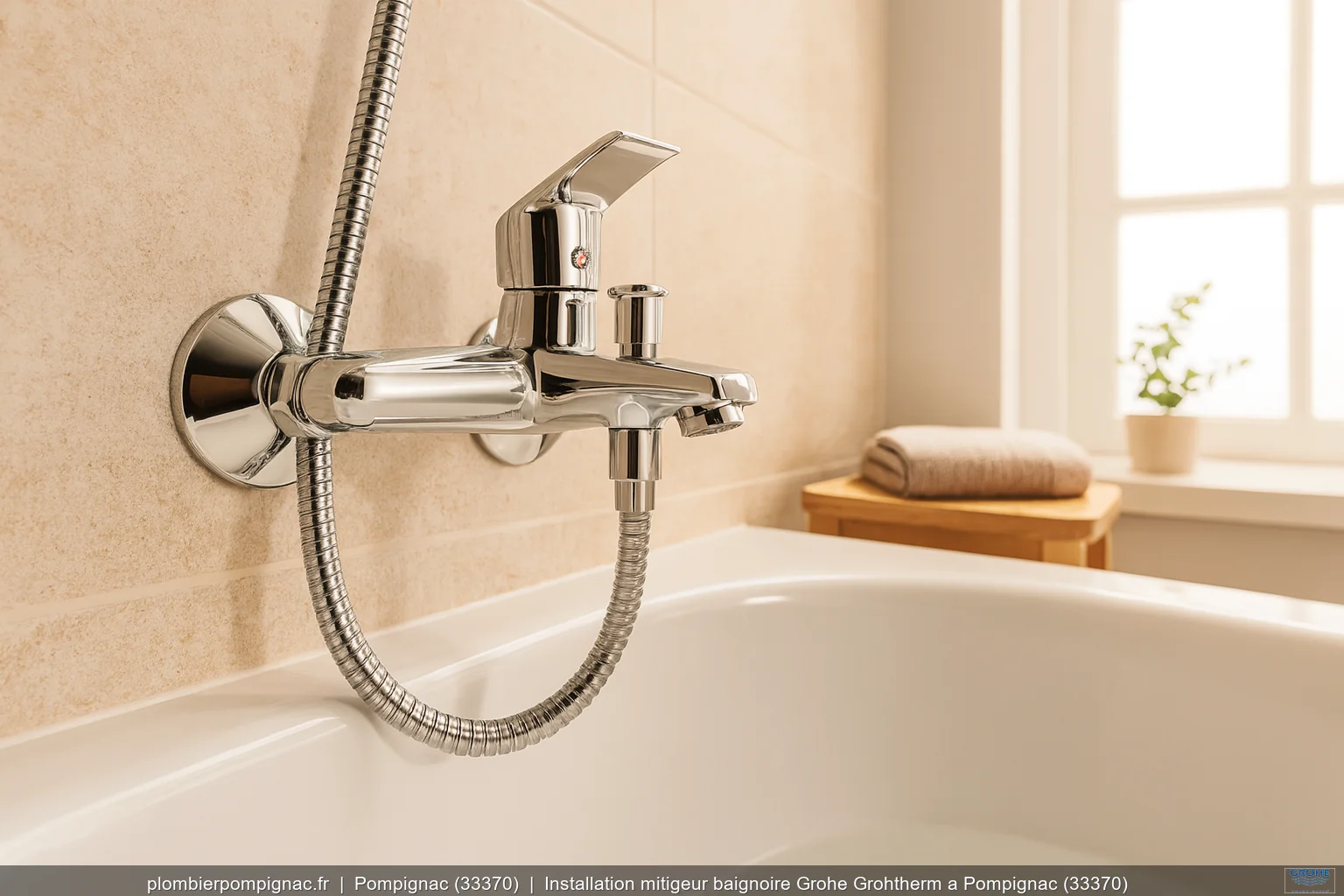 Installation mitigeur baignoire Grohe Grohtherm a Pompignac (33370)