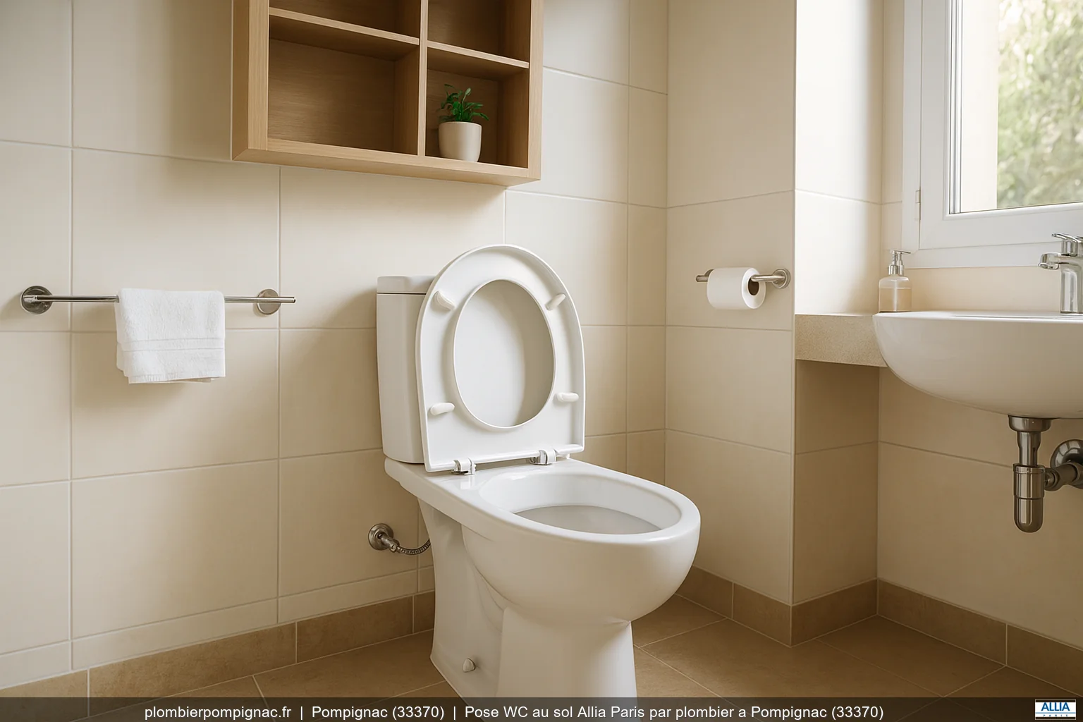 Pose WC au sol Allia Paris par plombier a Pompignac (33370)