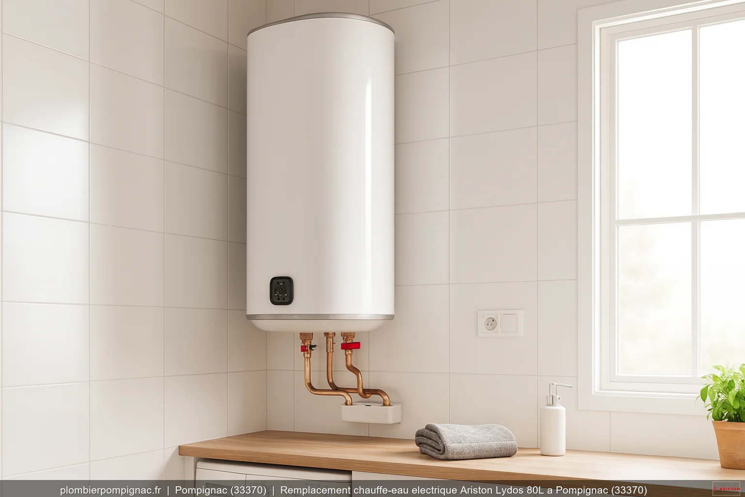 Remplacement chauffe-eau electrique Ariston Lydos 80L a Pompignac (33370)