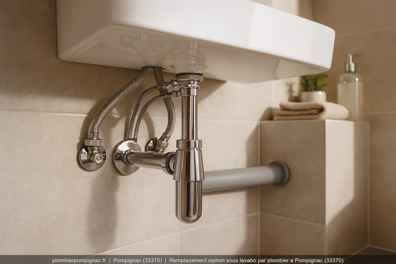 Remplacement siphon sous lavabo par plombier a Pompignac (33370)